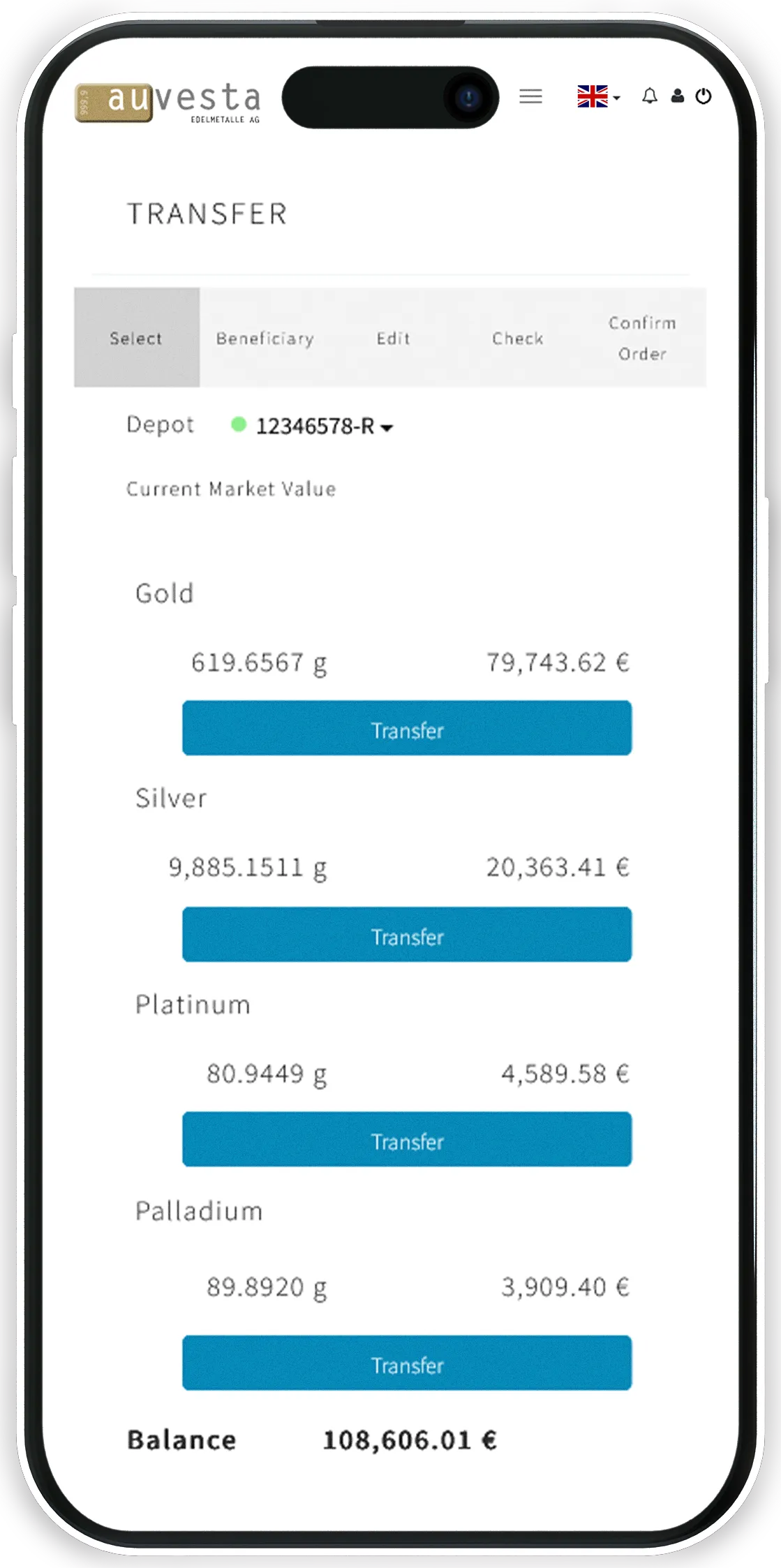 Transfer - Send and receive gold online for free.